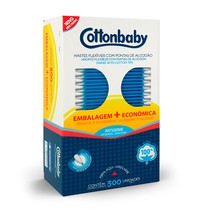Haste Flexível com Pontas de Algodão - 300 Unidades - COTTONBABY