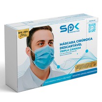 Máscara Descartável Tripla com Clipe Nasal Azul - SP PROTECTION