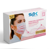 Máscara Descartável Tripla com Clipe Nasal Pink - SP PROTECTION