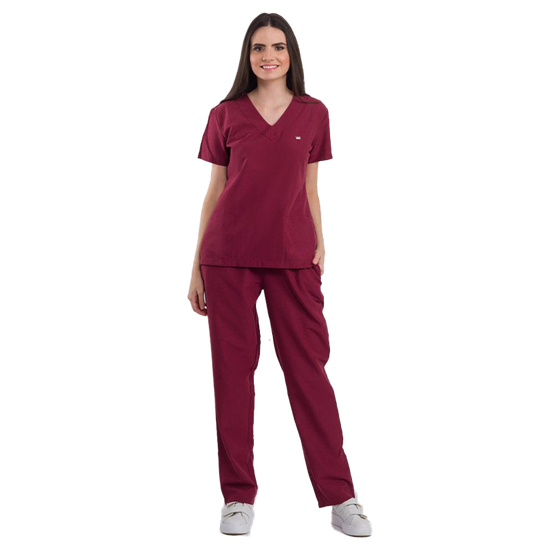 Pijama Cirúrgico Feminino Basic Bordô - DRA. CHERIE