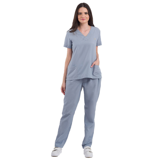 Pijama Cirúrgico Feminino Basic Cinza Escuro - DRA. CHERIE