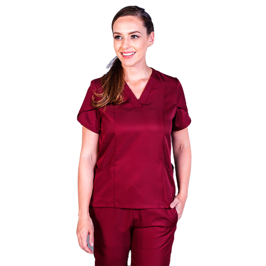 Pijama Cirúrgico Feminino Paris Vinho - BioStilo